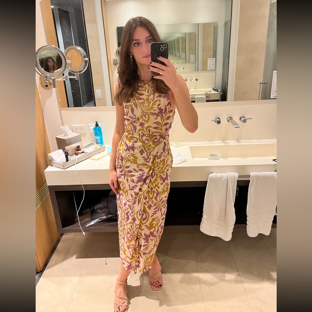 Zara midi purple and gold dress 💜💫